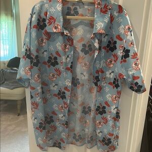 Men's Blue Floral Casual Button Down Shirt